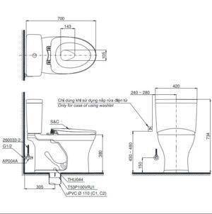 Nắp đậy bàn cầu Toto TC600VS