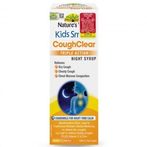 Nature's Way Kids Smart Cough Clear Triple Action Night Syrup Chai 120ml - Tăng cường sức khỏe hệ hô hấp, giảm ho, long đờm