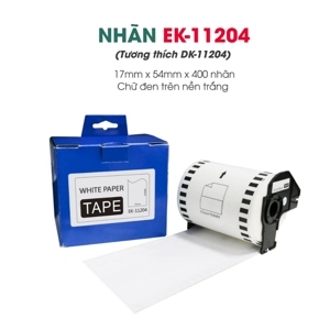 Nhãn Brother DK11204, Black on White, khổ rộng 17mm x 54mm, 400 nhãn