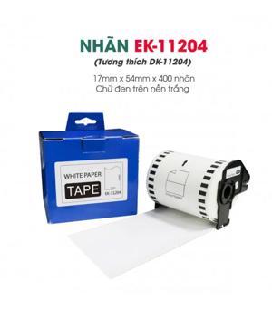 Nhãn Brother DK11204, Black on White, khổ rộng 17mm x 54mm, 400 nhãn