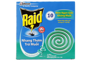 Nhang thơm trừ muỗi Raid 10 khoanh hương lavender 120g