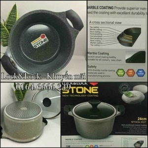 Nồi 2 tay cầm Lock&Lock Stone LCA6244D 24cm (Dùng bếp từ)