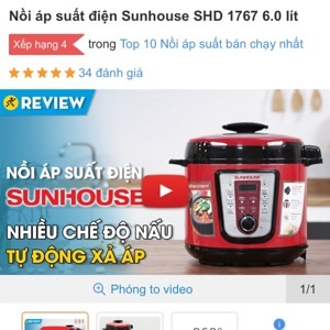 Nồi áp suất điện tử đa năng Sunhouse SHD1767 (SHD-1767) - 6.0 lít