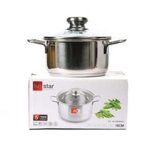 Nồi bột inox 3 đáy vung kính FIVESTAR 16cm