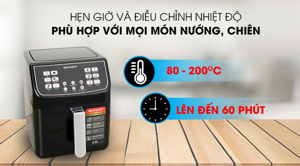 Nồi chiên không dầu Sharp KF-AF55EV-BK 5.5 lít