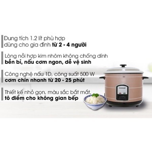 Nồi cơm điện nắp rời Sunhouse SHD8105 - 1.2L