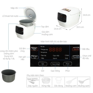 Nồi cơm điện tử Sharp 1.8 lít KS-COM183MV-WH