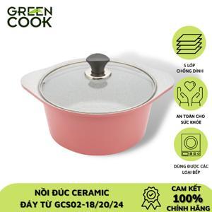 Nồi đúc ceramic vân đá đáy từ 20cm Green Cook GCS02-20IH