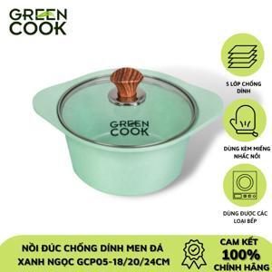 Nồi đúc đáy từ men đá xanh ngọc 20 cm Green Cook GCS05-20IH công nghệ Hàn Quốc