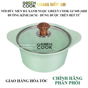 Nồi đúc đáy từ men đá xanh ngọc 24 cm Green Cook GCS05-24IH công nghệ Hàn Quốc