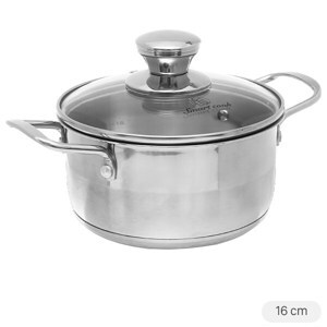 Nồi inox 3 đáy nắp kiếng 16cm Smartcook SM2400MN