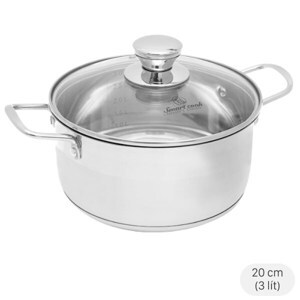 Nồi inox 3 đáy nắp kiếng 20cm Smartcook SM2401MN