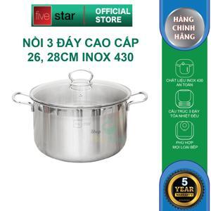 Nồi inox 3 đáy nắp kiếng Fivestar FSN 26IN1 - 26cm