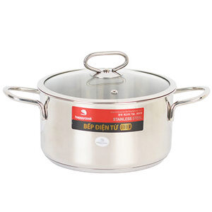 Nồi inox 3 đáy nắp kiếng Happy Cook Delux N16-DLG - 20cm