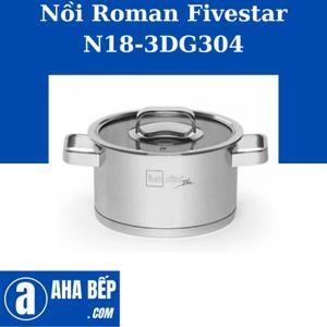 Nồi inox 3 đáy Roman Fivestar nắp kính 18cm N18-3DG304