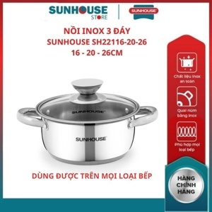 Nồi Inox 3 đáy Sunhouse SH22116 - 16cm