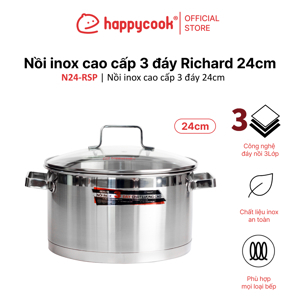 Nồi Inox HappyCook Richard Plus N24-RSP - 3 Đáy, 24cm