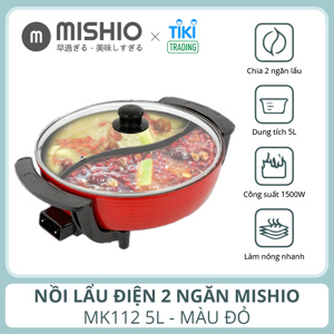 Nồi lẩu điện 2 ngăn Mishio MK112 (MK-112) - 5L