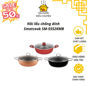 Nồi lẩu tráng sứ Elmich vung kính đáy từ 26cm 2355552