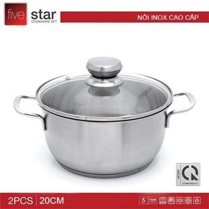 Nồi Quánh Inox 3 Đáy Nắp Kính Fivestar FTS18 -18CM