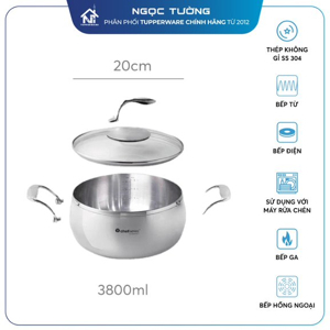 Nồi T Chef Series Casserole - 3.8L, nắp kính