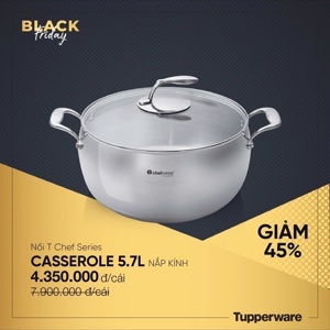 Nồi T Chef Series Casserole - 5.7L, nắp kính