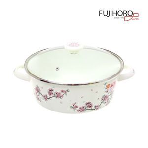Nồi thép Nippon tráng men nắp kính 22 cm Fujihoro SKW-22G