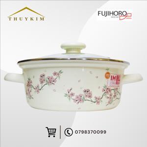 Nồi thép Nippon tráng men nắp kính 22 cm Fujihoro SKW-22G