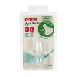 Núm ti Pigeon cổ hẹp silicon size L (2 chiếc)