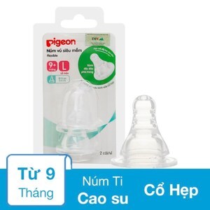 Núm ti Pigeon cổ hẹp silicon size L (2 chiếc)