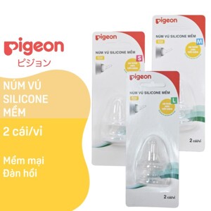 Núm ti Pigeon cổ hẹp silicon size S (2 chiếc)