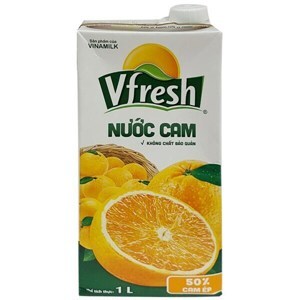 Nước cam ép Vfresh hộp 1L, 100%, không đường