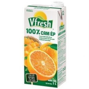 Nước cam ép Vfresh hộp 1L, 100%, không đường