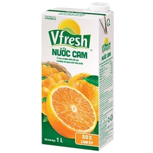 Nước cam ép Vfresh hộp 1L, 100%, không đường