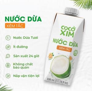 Nước dừa CoCoXim loại xiêm tắc - Thùng 12 hộp 330ml