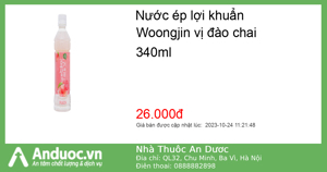 Nước ép lợi khuẩn Woongjin vị đào chai 340ml