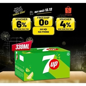 Nước Giải Khát Có Gaz 7 Up Thùng 24 Lon x 330ml