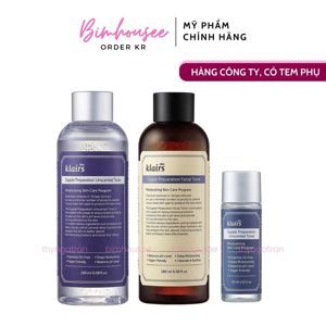 Nước hoa hồng dưỡng ẩm, chống viêm không mùi dành cho da nhạy cảm Klairs Supple Preparation Unscented Toner 180ml