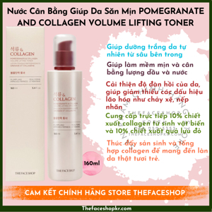 Nước hoa hồng Pomegranate And Collagen Volume Lifting Toner TheFaceShop