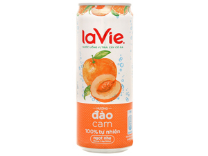 Nước khoáng có gas La Vie Sparkling hương đào cam 330ml