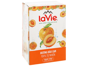 Nước khoáng có gas La Vie Sparkling hương đào cam Thùng 24 lon 330ml