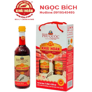 Nước mắm Phú Quốc Khải Hoàn - 40 độ đạm, cặp 2 chai 520ml