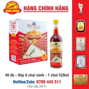 Nước mắm Phú Quốc Khải Hoàn - 40 độ đạm, Thùng 6 chai 520ml