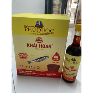 Nước mắm Phú Quốc Khải Hoàn - 40 độ đạm, Thùng 6 chai 520ml