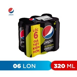 Nước ngọt Pepsi vị chanh không calo - Lốc 6 lon 330ml