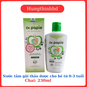 Nước tắm gội thảo dược organnic Dr.papie chai 230ml (0-3 tuổi)