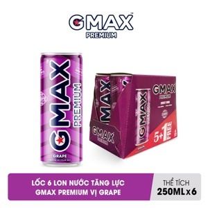 Nước tăng lực Gmax Premium - Lon 250ml, Lốc 6 lon