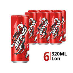 Nước tăng lực Sting dâu đỏ - Lốc 6 lon 330ml