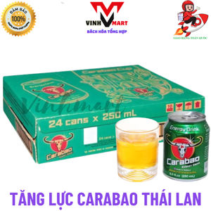 Nước tăng lực trâu xanh Carabao - 250ml x 24 lon