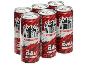 Nước tăng lực Warrior hương dâu - Lốc 6 lon 325ml